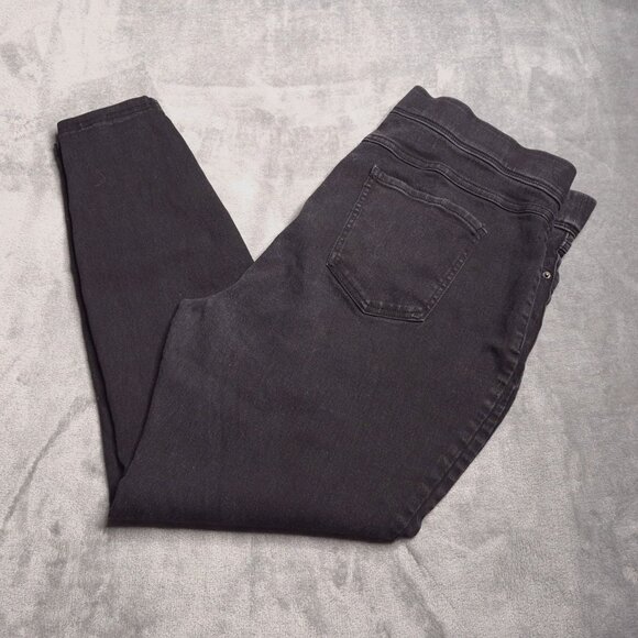 Terra & Sky Pull On Skinny Ankle Jeans 1X Black High Rise Stretch - Picture 1 of 8